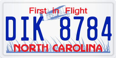 NC license plate DIK8784