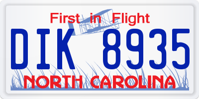 NC license plate DIK8935