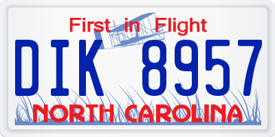 NC license plate DIK8957