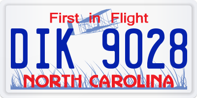 NC license plate DIK9028