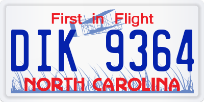 NC license plate DIK9364