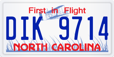 NC license plate DIK9714