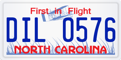 NC license plate DIL0576