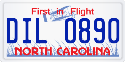 NC license plate DIL0890