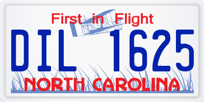 NC license plate DIL1625