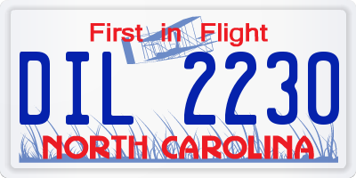 NC license plate DIL2230