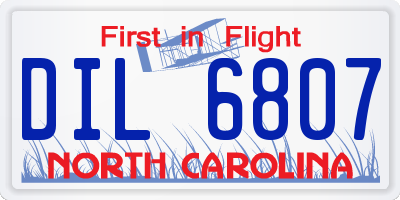 NC license plate DIL6807