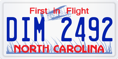 NC license plate DIM2492