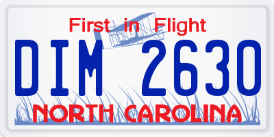 NC license plate DIM2630