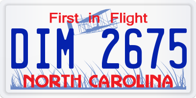 NC license plate DIM2675