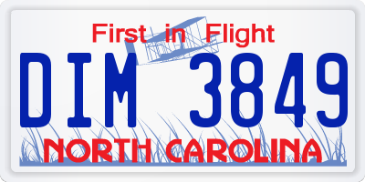 NC license plate DIM3849