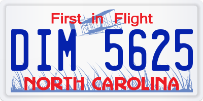 NC license plate DIM5625