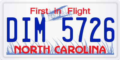 NC license plate DIM5726