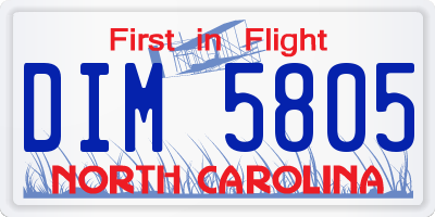 NC license plate DIM5805
