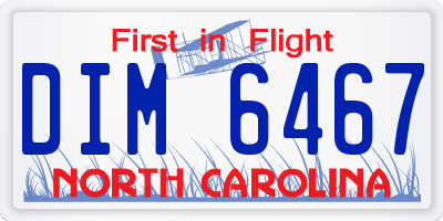 NC license plate DIM6467