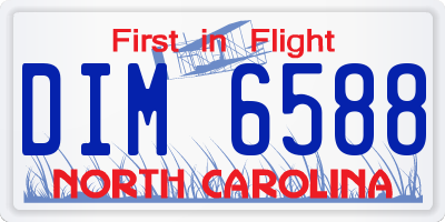 NC license plate DIM6588