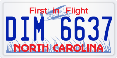 NC license plate DIM6637