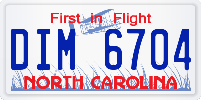 NC license plate DIM6704