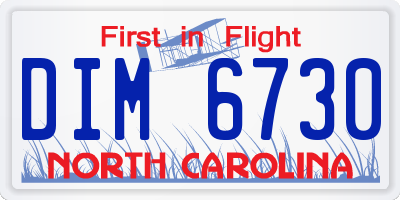 NC license plate DIM6730