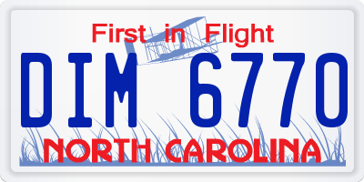 NC license plate DIM6770