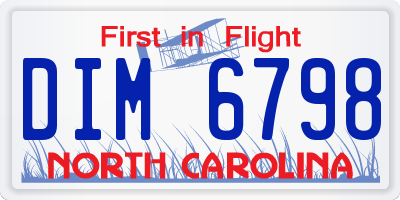 NC license plate DIM6798