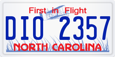 NC license plate DIO2357