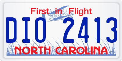 NC license plate DIO2413