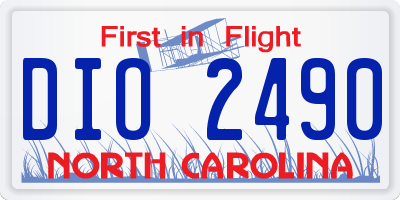 NC license plate DIO2490
