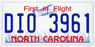 NC license plate DIO3961
