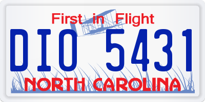 NC license plate DIO5431