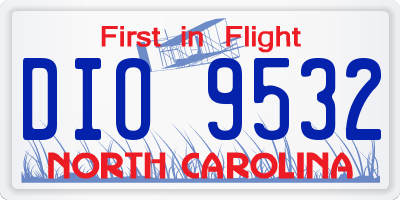 NC license plate DIO9532