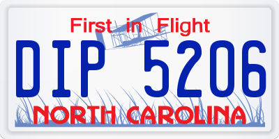 NC license plate DIP5206