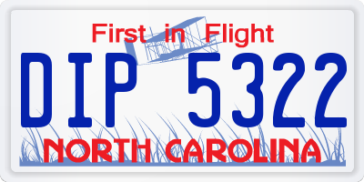 NC license plate DIP5322