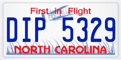 NC license plate DIP5329