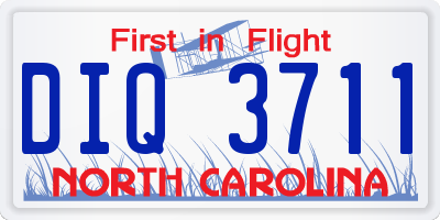 NC license plate DIQ3711