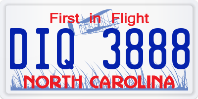 NC license plate DIQ3888