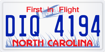 NC license plate DIQ4194