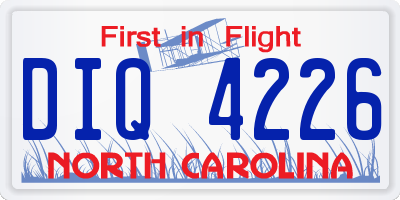 NC license plate DIQ4226