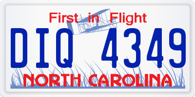 NC license plate DIQ4349