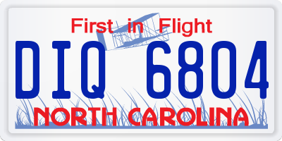 NC license plate DIQ6804