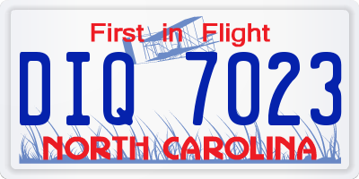 NC license plate DIQ7023