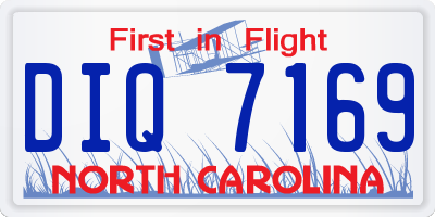 NC license plate DIQ7169