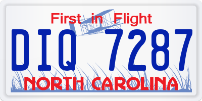 NC license plate DIQ7287