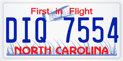 NC license plate DIQ7554