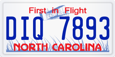 NC license plate DIQ7893