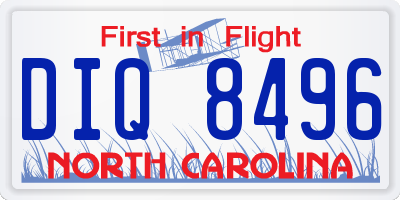 NC license plate DIQ8496