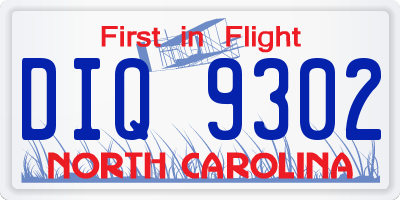 NC license plate DIQ9302