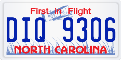 NC license plate DIQ9306