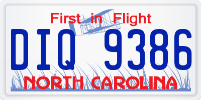 NC license plate DIQ9386