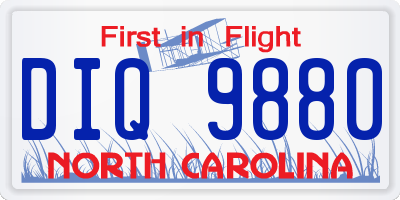 NC license plate DIQ9880